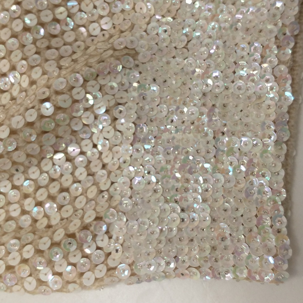 Vintage Sequin Cardigan Sweater 50s or Earlier Made In Italy Cream Iridescent - Picture 11 of 14